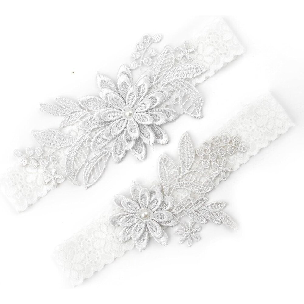 🆕Women White Garters Bride Wedding Garter Thigh Wedding Garter Set for Brid